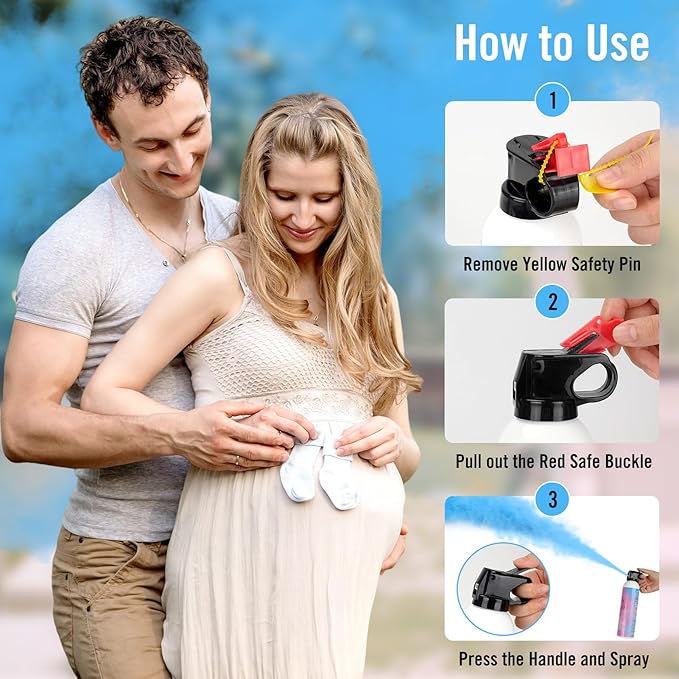 Gender Reveal Fire Extinguisher, Blue Party Decor, Baby Boy Reveal Party Supplies 100% Biodegragable for Gender Reveal Decorations（2 Pack）