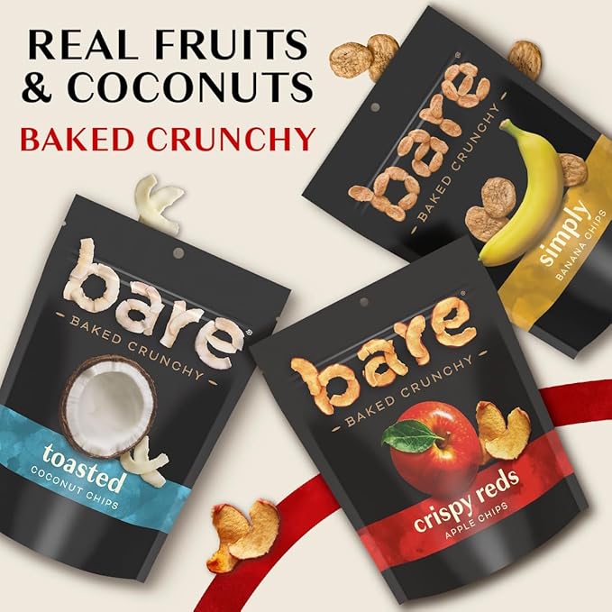 Bare Baked Crunchy Apple Chips, Granny Smith, Gluten Free, 3.4 Ounce Bag, 6 Count