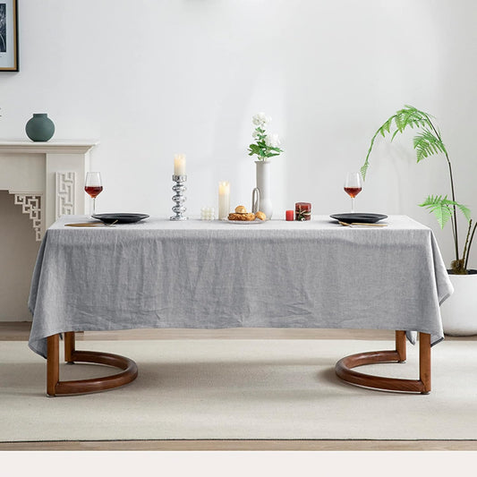 EVERLY 100% Pure Linen Rectangle Tablecloths 60x120Inches for Dining,Buffet Parties,Picnic,Events,Weddings and Restaurants,Decorative Halloween,Thanksgiving Machine Washable Tablecloths-Light Grey