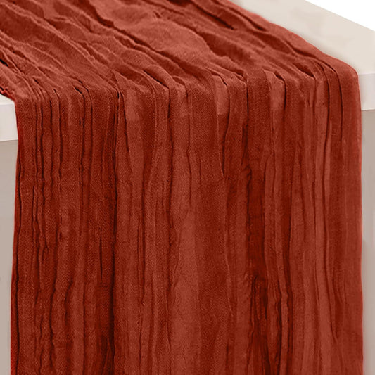 1 Pack Terracotta Cheesecloth Table Runner 35x120 Inch 10Ft Rustic Gauze Cheese Cloth Table Runner Sheer Cheesecloth Table Runners for Wedding Party Bridal Shower Decoration