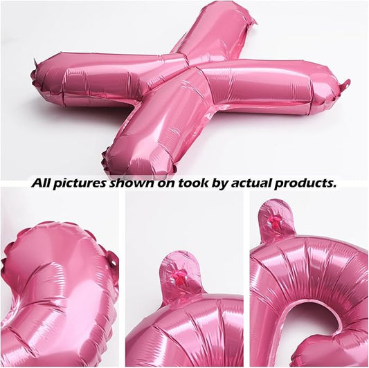 [52 PCS] 16" Foil Pink Letter Balloons 2 Sets of A-Z, Mylar Aluminum Hanging Alphabet for Girls Graduation New Year eve Birthday Party Valentine's day Decorations
