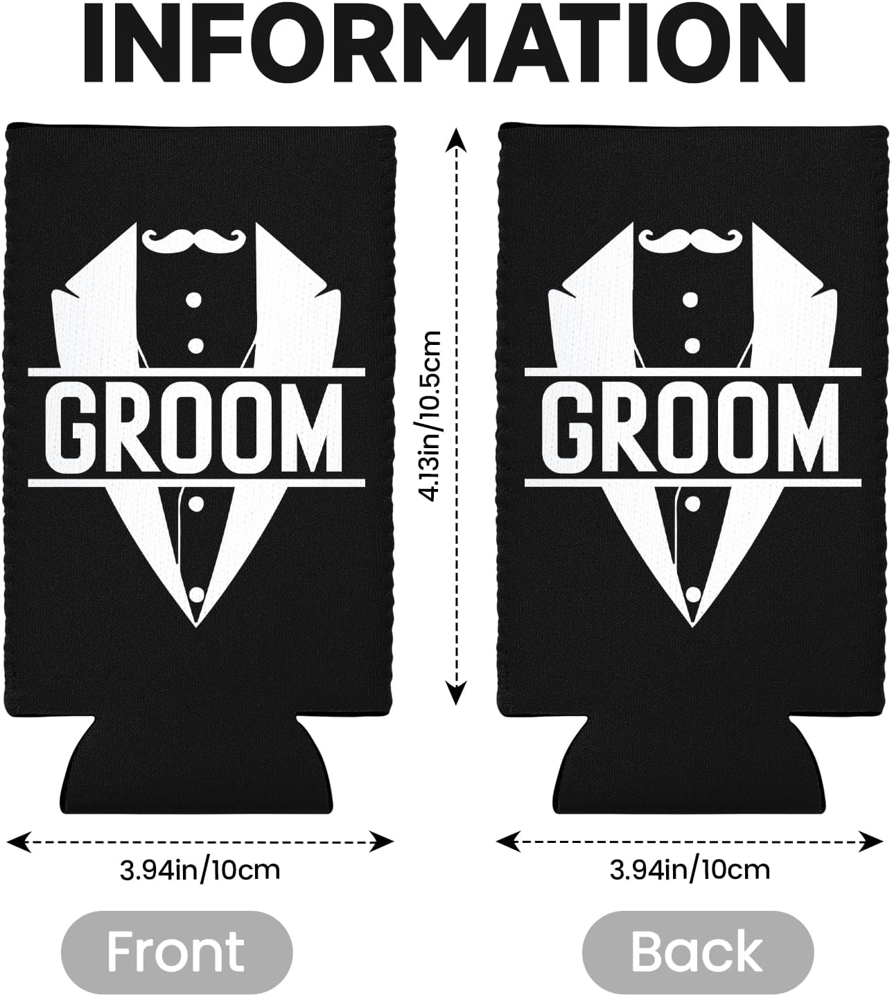 12 Pack Bachelor Party Can Coolers with Groom Squad Design, Insulated Neoprene Beer Sleeves for Men, Black & White Reusable Drink Holders Groomsmen Gifts