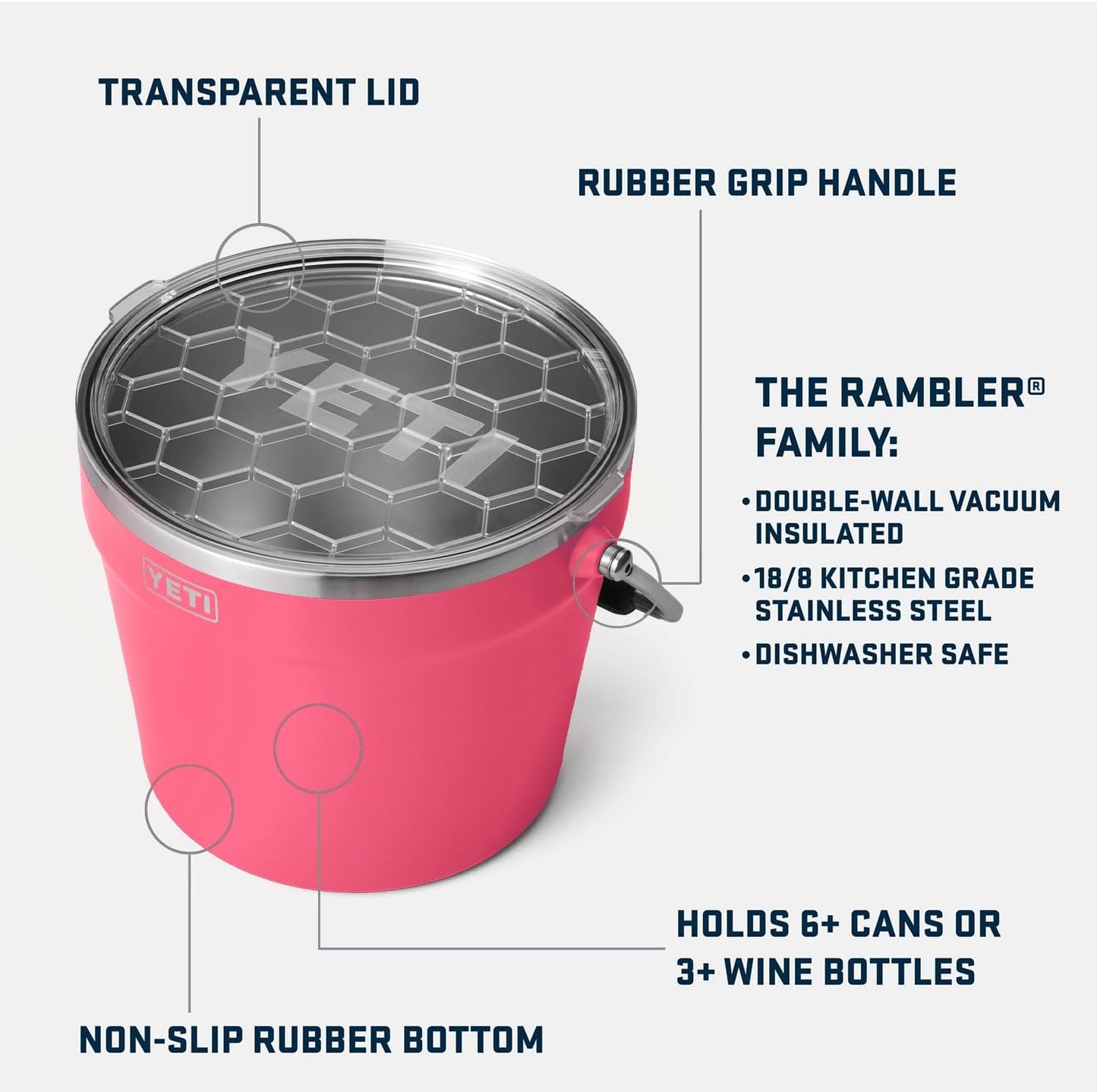 YETI Beverage/Ice Bucket, Holds 6 Longnecks or 3 Bottles of Wine