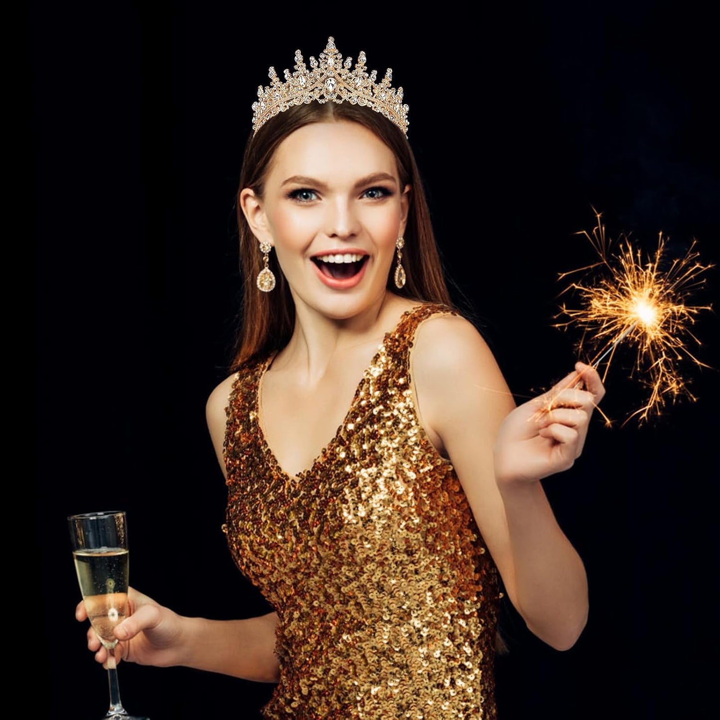 COCIDE Birthday Girl Sash and Crowns for Women - Crystal Birthday Sashes for Party Decoration