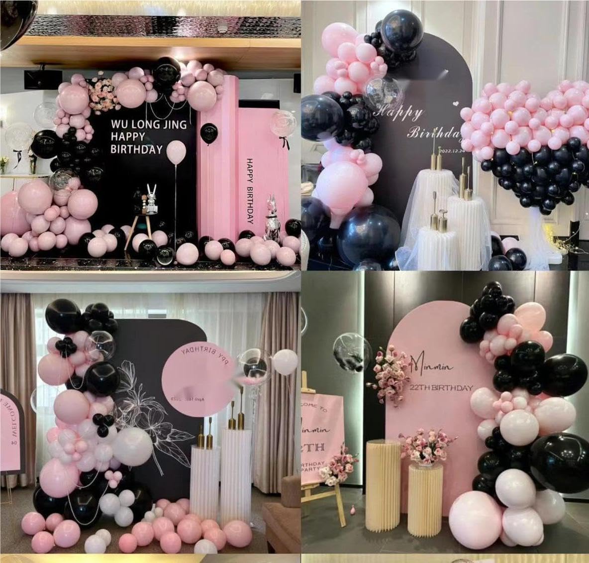 Pink Black Balloon Garland 138 PCS 18In 10In 5In Latex Balloons Arch Kit for Bachelorette Bridal Shower Baby Shower Birthday Graduation Anniversary Party Decors (Pink Black)