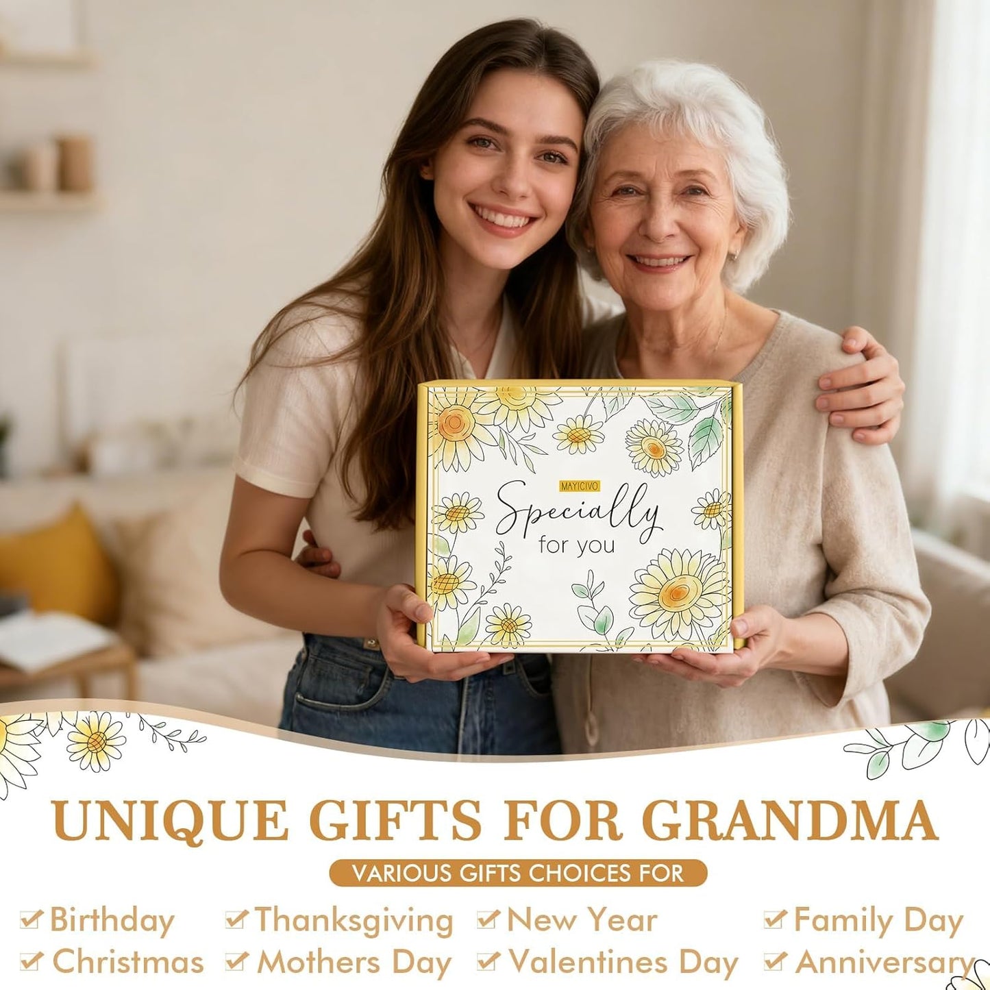 Christmas Gifts for Grandma Nana, Best Grandma Birthday Gifts from Granddaughter Grandchildren Grandkids, Unique Grandmother Mothers Day Nana Birthday Gift Basket for Gigi Mimi Grammy, New Granny Gift