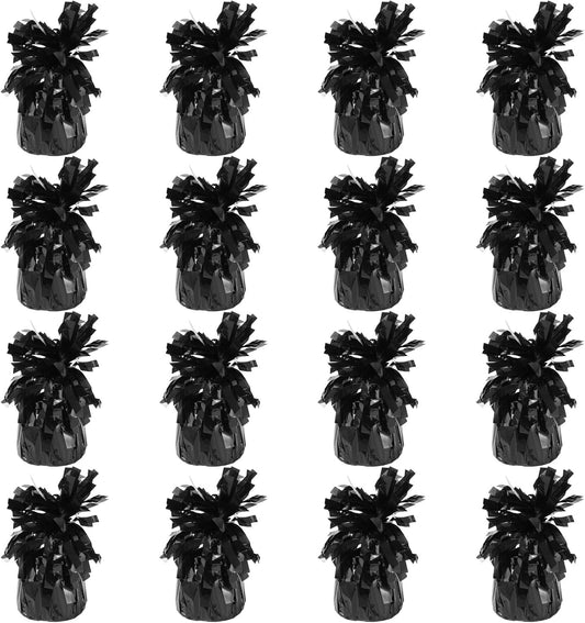 16 Pack Black Balloon Weights Metallic Holder Anchors Balloon Holder Weights for for Birthday 2025 Graduation Party Christmas Wedding Celebration Decoration (Black)