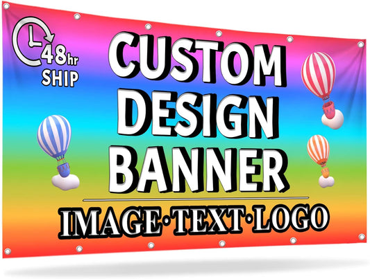 Custom Banners and Signs Customize Banner Outdoor with Photo Image Text Personalized Banner for Business Birthday Graduation Parties Indoor 4'x1'