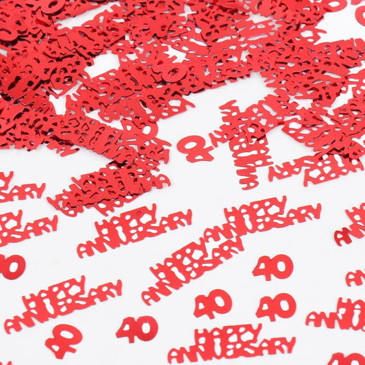 40 Happy Anniversary Confetti Glitter - Red 40th Anniversary Party Table Decorations Happy Anniversary Confetti, Perfect for Table Decorations Party Supplies DIY Craft