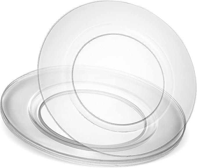 13'' Party Chargers Large Plates & Platters Great for Elegant Party's Weddings Tableware Great for Serving dish Clear, Pack of 6