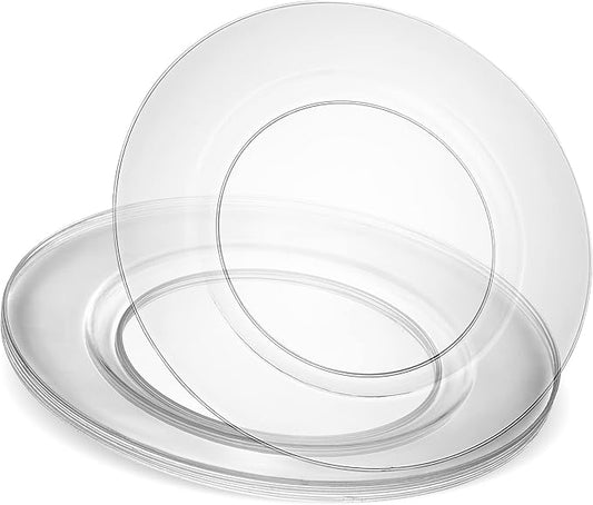 13'' Party Chargers Large Plates & Platters Great for Elegant Party's Weddings Tableware Great for Serving dish Clear, Pack of 6