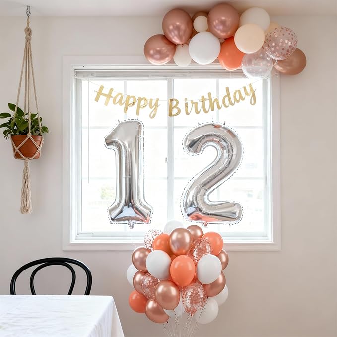 Rose Gold Balloons - 60PCS 12 Inch White Pearl,Rose Gold, Dark Red,Rose Gold Confetti Balloons for Wedding, Birthday, Baby Shower Party Decor