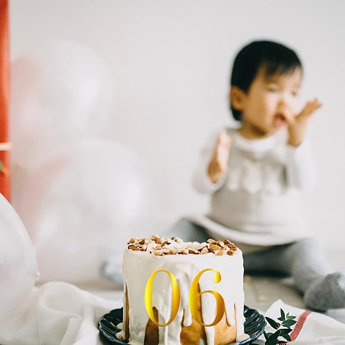 Rsstarxi 10 Pack 0-9 Numbers Cake Topper Mirrored Acrylic Numbers DIY Cake Pick for Baby Shower Wedding Birthday Anniversary Party Cake Decorations Supplies Gold