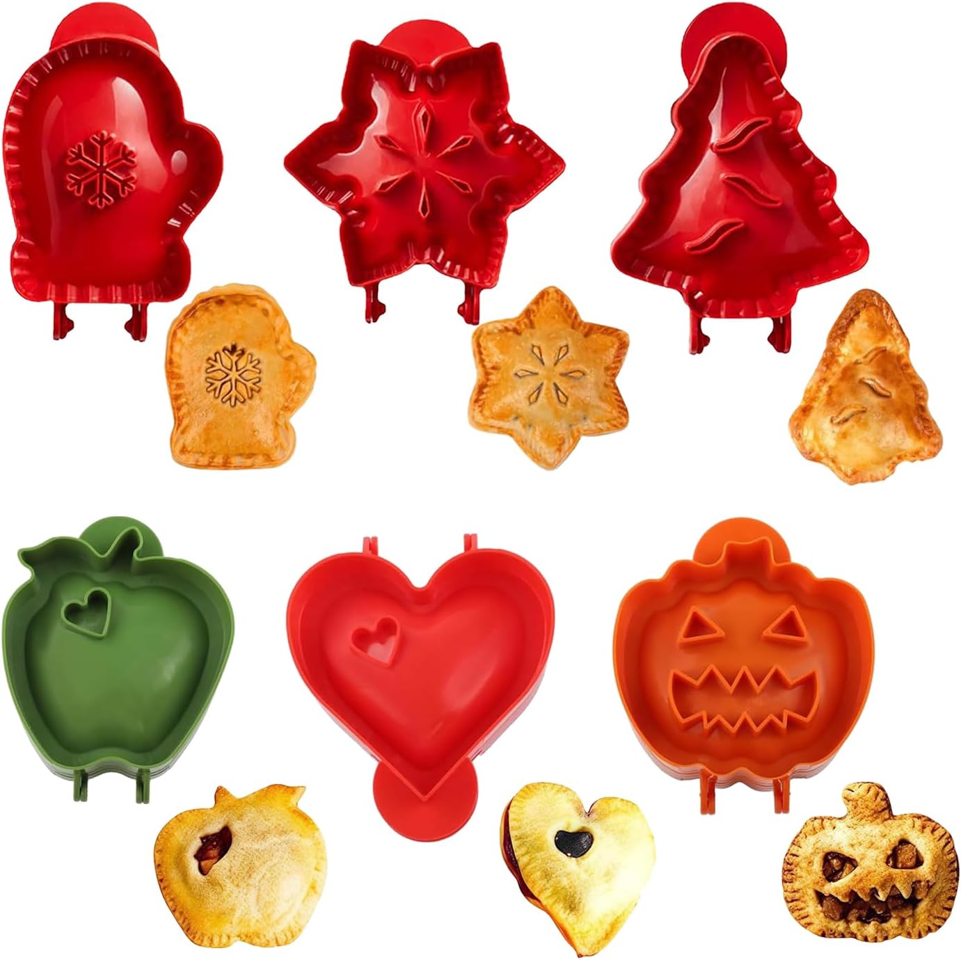 6PCS Mini Hand Pie Molds,Party Potluck Hand Pie Molds for Baking,Fits All Kinds of Festivals and Parties (6PCS-A)