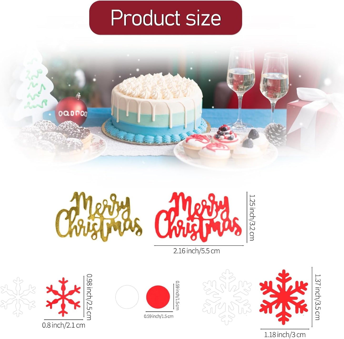 200pcs Christmas Confetti for Tables, Red and Gold Snowflake Confetti with Merry Christmas Table Scatter for Winter Holiday Xmas Festival Party Decorations.