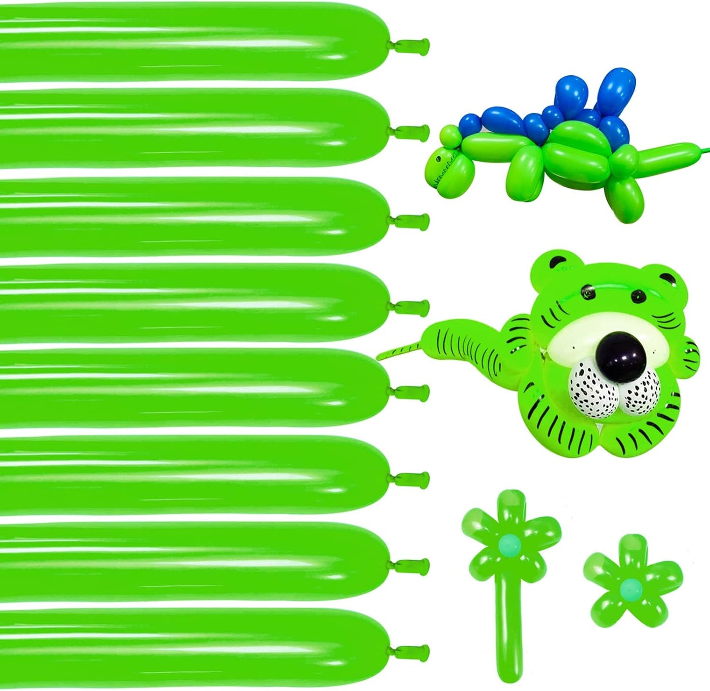 Green 260 Balloons for Twisting Balloon Animal, Long Skinny Green Balloons for Modelling, Green Magic Balloon Animal Kit for Weddings Birthdays Party Decorations,100Pcs (Green)