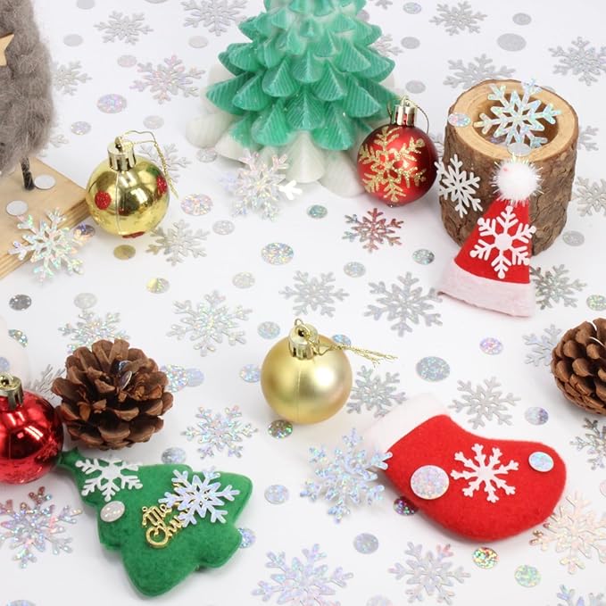 Snowflake Confetti, 300 PCS Christmas Confetti for Winter Wonderland Party Decorations, holographic Snow Table Scatter for Winter Wonderland Baby Shower Decorations