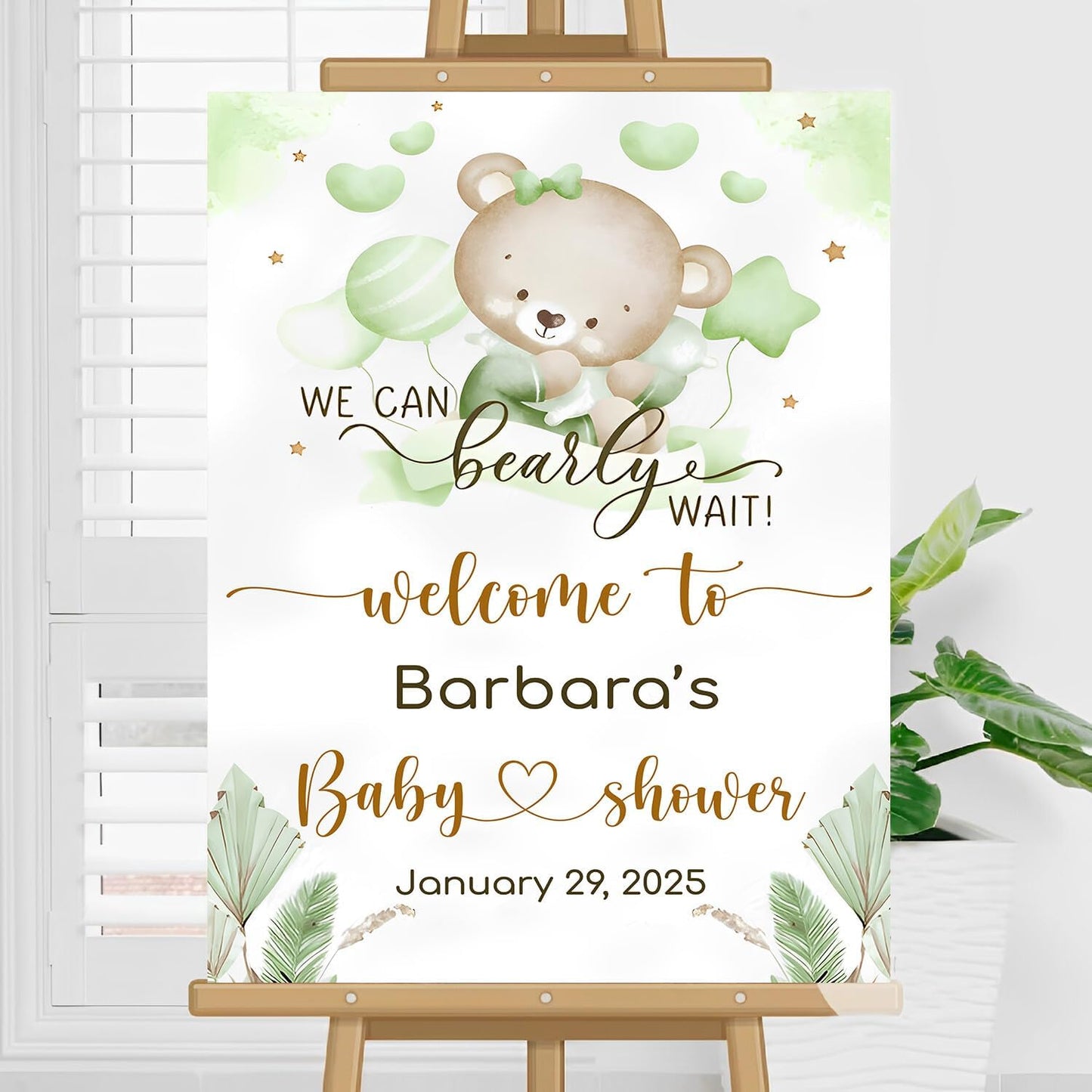 Custom Welcome Sign For Baby Shower Entrance, Green Baby Shower Sign, Bear Baby Shower Welcome Sign, Blue Bear Welcome Sign, Baby Shower Decorations, Bear Balloon Baby Shower Decorations