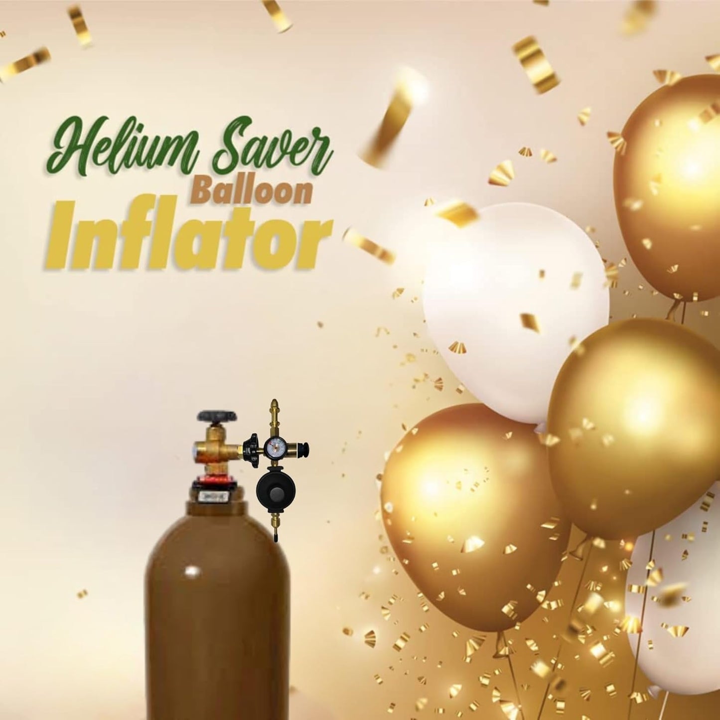 PMU Helium Saver Balloon Helium Dual Foil/latex Inflator with Ribbon String Cutter (Automatic Shut-off for Foil Balloons- 60/40 Air Mix Gas Saver for Latex Balloons) Pkg/1
