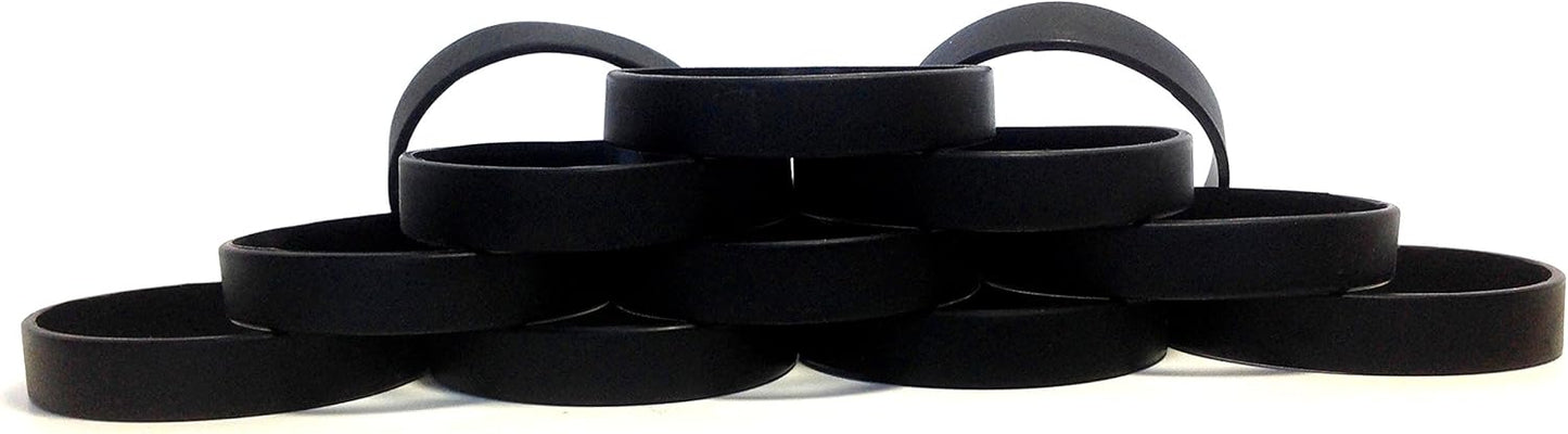 TheAwristocrat 1 Dozen (12) Multi-Pack Blank Rubber Wristbands Silicone Bracelets - Select from a Variety of Colors