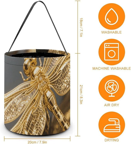 Halloween Candy Bucket - Gold Exquisite Dragonfly Trick Or Treat Candy Bag, Gift Bag for Party Favor Supplies