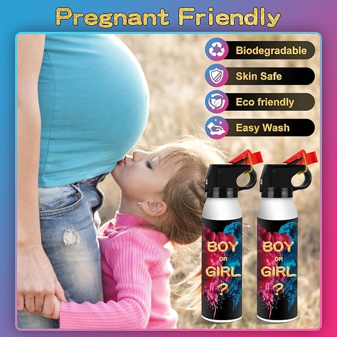 Gender Reveal Fire Extinguisher 2 Pack, Gender Reveal Decor, Baby Girl Reveal Party Ideas 100% Biodegragable for Party Decorations（Pink）