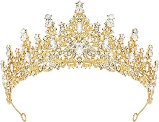 Crystal Tiaras & Crowns for Women, Bride Royal Queen Headband Princess Headpieces for Birthday Cake Crown & Prom Pageant Party