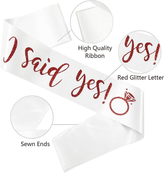 I Said Yes Sash,Future Mrs Sash Engagement Party SashBachelorette Party Sashes, Bridal Shower Sash for Bride to Be,Red