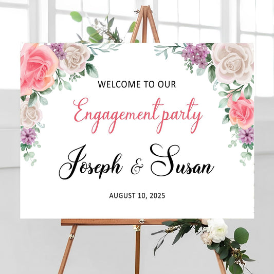 White Theme Engagement Dinner Decorations - Welcome Signs For A Party