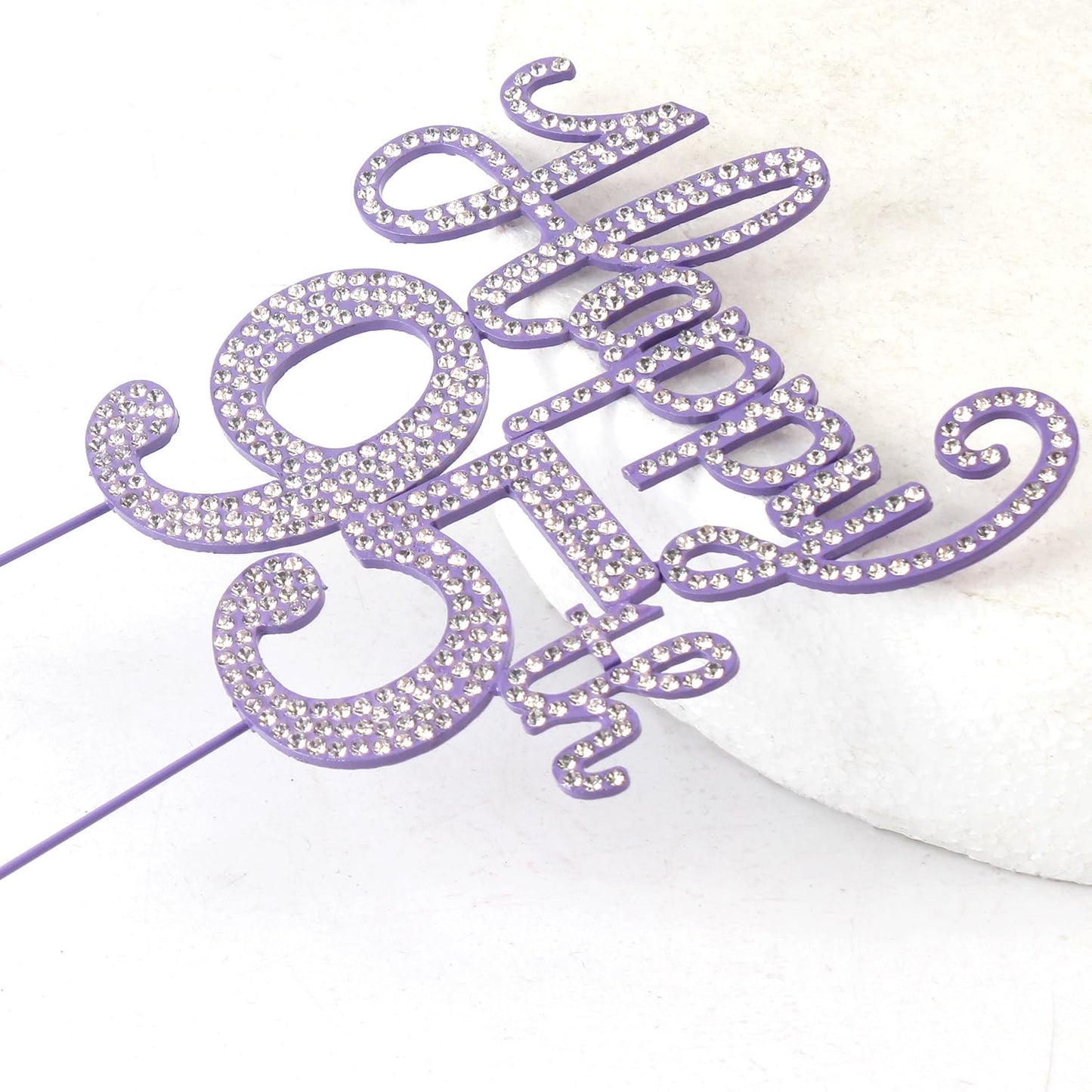 Happy 95th Birthday Purple Rhinestone Cake Topper - 95th Birthday/Anniversary,Cheers to 95 Years Old Bday Party Metal Sparkly Centerpieces Decorations.