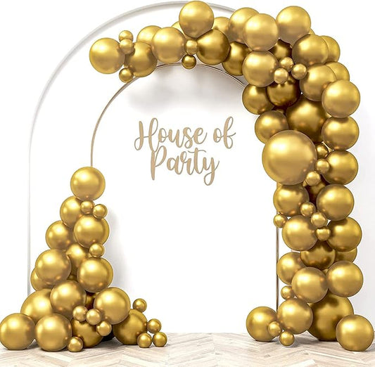 HOUSE OF PARTY Gold Balloon Arch Garland Kit - 92 Pcs Metallic Gold Chrome Balloons Different sizes 18"/12"/5" - Gold Latex Balloons Ideal for Graduation Party decorations, Birthday, Christmas decor