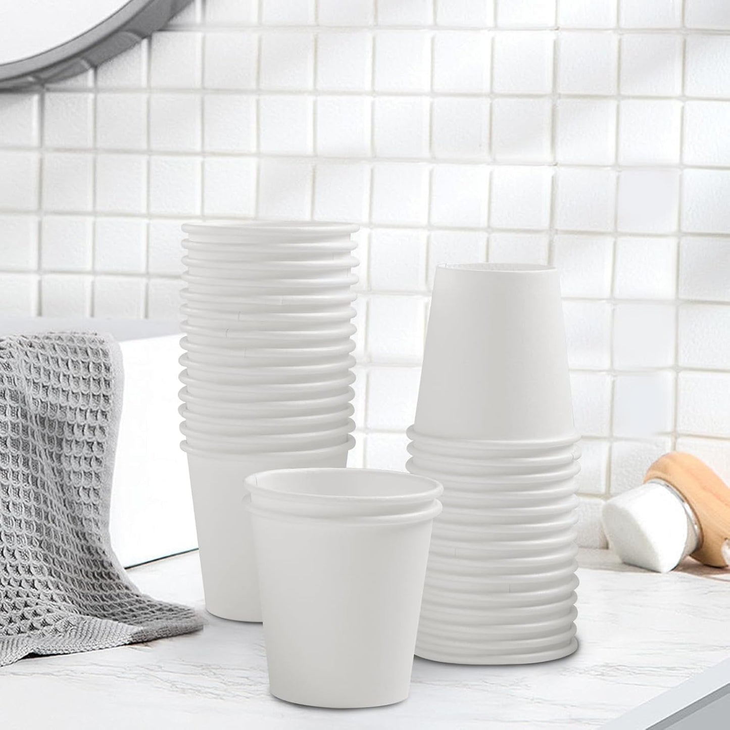 300 Count 3 oz Bathroom Cups, Disposable Mouthwash Cup, Small White Paper Cups, 3 Ounce Mini Espresso Cups, Ideal for Bathroom, Travel, Picnic
