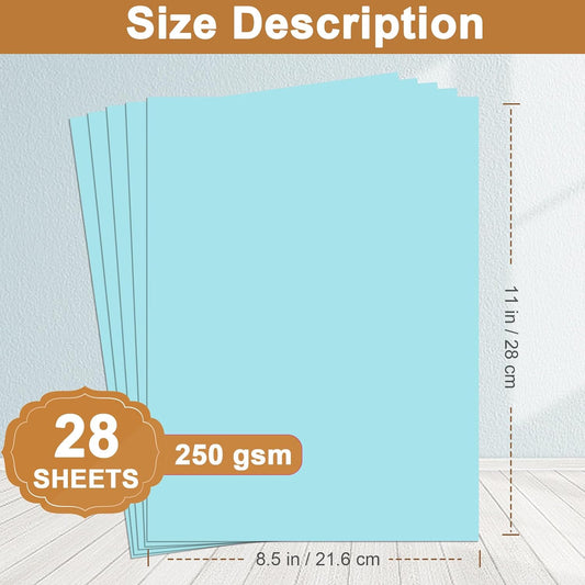 28 Sheets Light Blue Cardstock 8.5 x 11 Scrapbook Paper, 92lb Heavyweight Paper Card Stock for School Crafting, DIY Cards, Wedding Invitations, Certificates