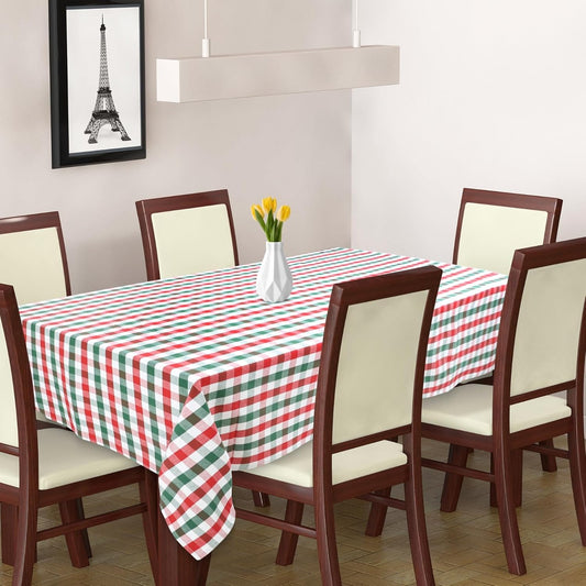 Urban Villa Tablecloth Christmas Tabletop Cover Kitchen Dining Tablecloth 100% Cotton Holiday Celebrations Wedding Dinner Parties Red/Green/White Color Rectangle 60X84 Inches 6-8 Seats Table Cloth