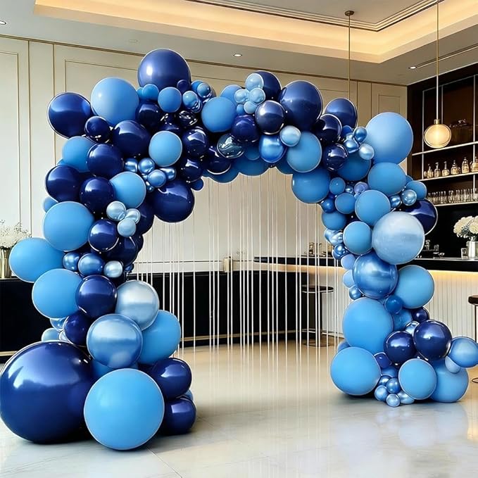 Royal Blue Balloon Garland Double Stuffed, Navy Dark Blue Metallic Balloon Kit for Birthday Baby Shower Bridal Wedding Graduation Anniversary Party Decorations