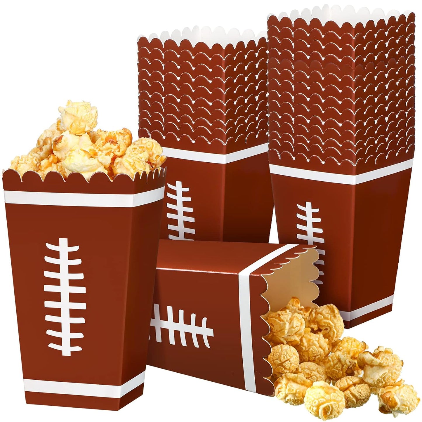 Funtery 24 Pcs Party Popcorn Boxes Popcorn Bags Buckets Container Holder Sport Party Favors for Sport Supplies Decorations(Football)