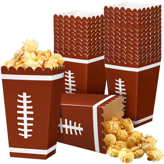 Funtery 24 Pcs Party Popcorn Boxes Popcorn Bags Buckets Container Holder Sport Party Favors for Sport Supplies Decorations(Football)