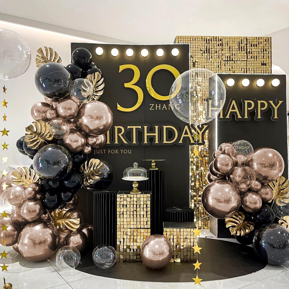 Champagne Gold and Black Balloon Arch Kit, 151Pcs Black Gold Bobo Balloons Garland 18 12 10 5 inch for Birthday, Graduation, Baby Shower, Wedding, Anniversary, Holiday Party Decoration