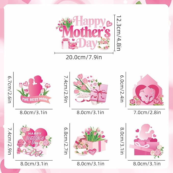 133Pcs Mothers Day Decorations, Happy Mothers Day Party Set with Plates, Napkins, Cups, Tablecloth, Banner, Balloons, Cake Topper, Cupcake Toppers for Mom Birthday Party, Serves 20 Guests