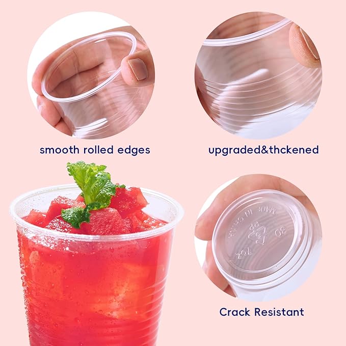 JOLLY CHEF 𝟏𝟐𝟎𝟎 𝐏𝐚𝐜𝐤 7 oz Clear Plastic Cups,7 Ounce Small Disposable Cups, Cold Party Drinking Tumblers for Tasting, Drinking and Party