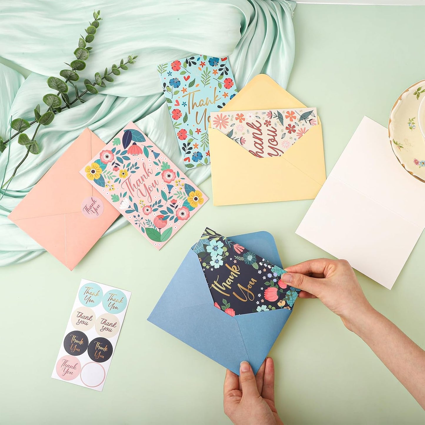 24 Pack Thank You Cards with Envelopes, 4x6 Inch Thank You Cards with Envelopes & Stickers, Greeting Card for Birthday, Wedding, Baby Shower, Bridal Shower, Thanksgiving, Christmas