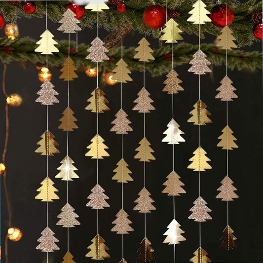 Cheerland Champagne Gold Tree Garland for Woodland Theme Party Decoration Xmas Christmas Hanging Streamer Backdrop Tree Garland Decor for Birthday Party Baby Shower Christmas New Year Decorations