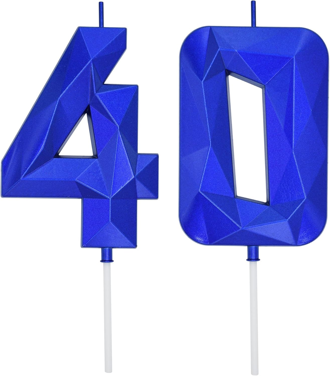 DERVENTA Large Birthday Candle Number 3D Blue 3.7 inch Party Celebration Anniversary Decoration Cake Topper 1 Piece (Number 40 Blue)