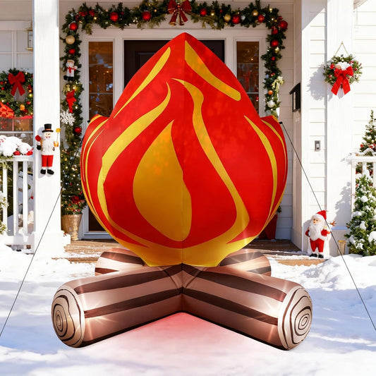 5FT Christmas Inflatable Campfire Winter Blow-up Fake Campfire Built-in 4 LED Lights for Christmas Inflatables Outdoor Decorations Xmas Inflatable Fire for Bonfire Birthday Party Decor Yard Lawn