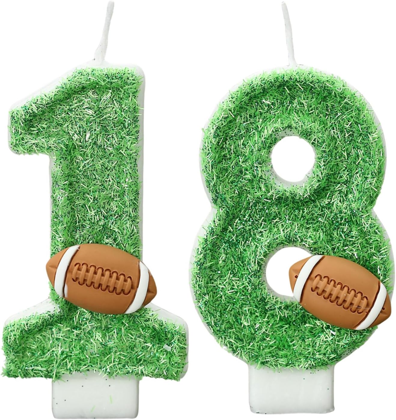 Football Birthday Number Candles for Cake Green Number 18 Candle Football Cake Topper Cupcake Topper for Football Birthday Party Decorations Supplies Favors