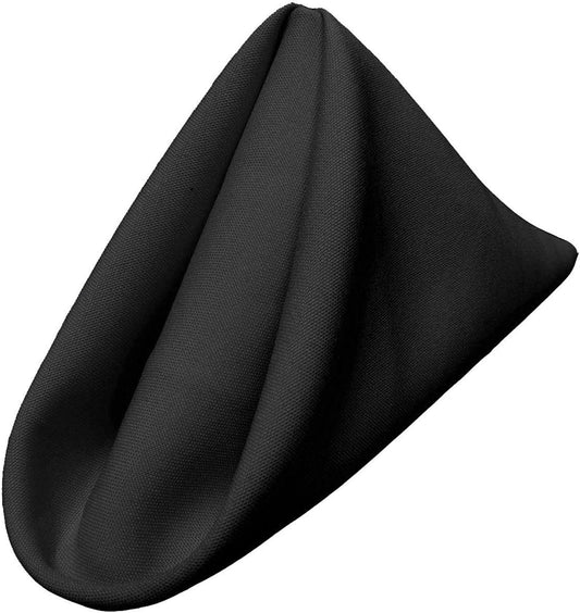 LA Linen 10-Pack Poly Poplin Napkin, Soft Cloth Napkins, Washable Reusable Napkins, Stain and Wrinkle Resistance Table Napkins for Dinner, Wedding, Parties, 18 by 18-Inch, Black