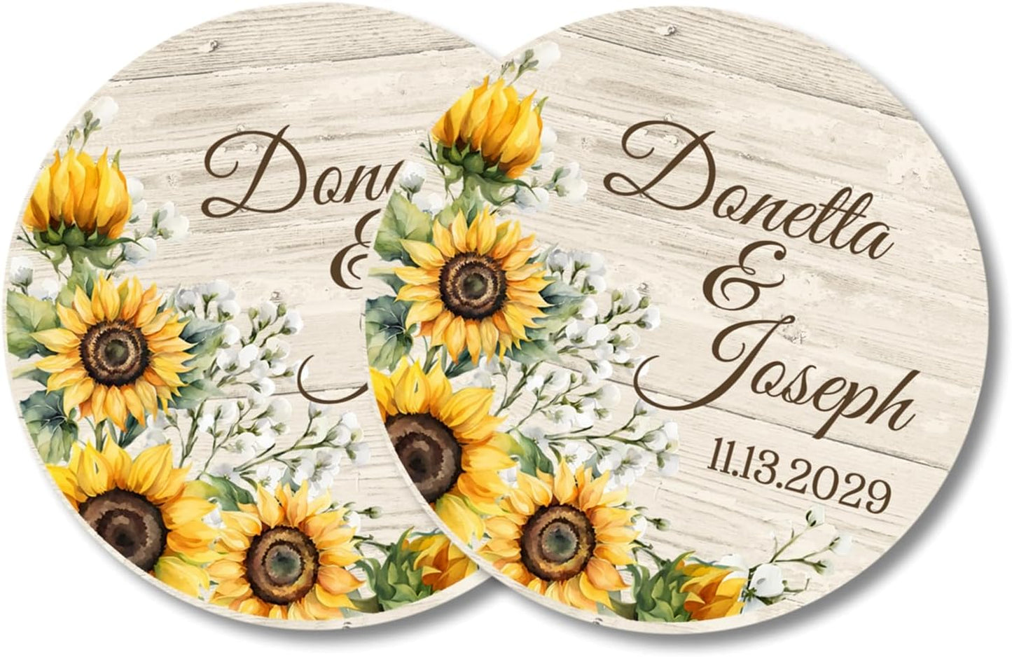 Sunflower Wedding Invitations, Rustic Farmhouse Floral, Personalized, Set of 12 Invitations with Envelopes