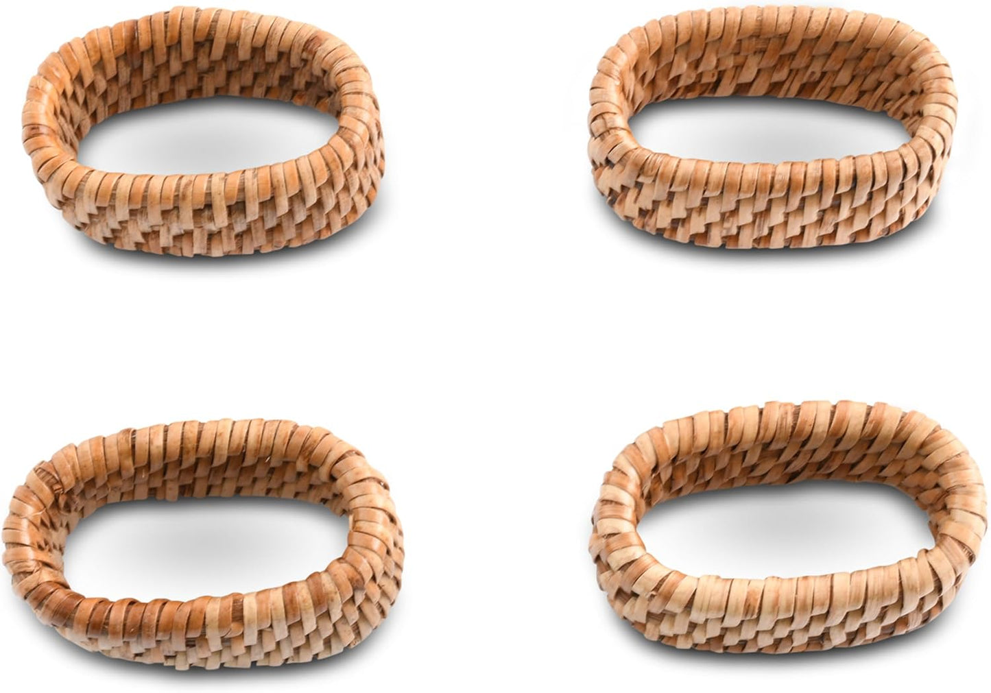 Vagabond House Wicker Rattan Napkin Ring Set – Rattan Decor, House Naturals – Eco-Friendly, Designer Handmade, Boho Natural Woven Set of 4