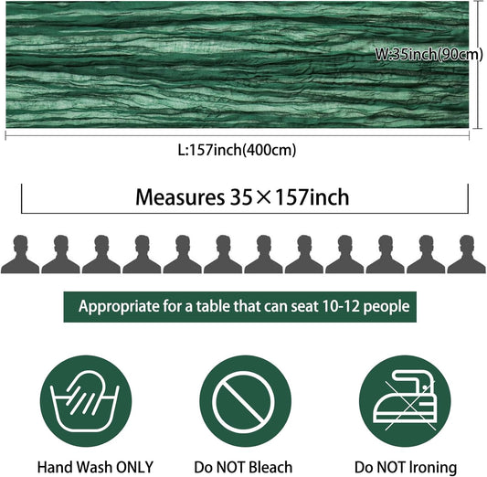 12 Pack 13Ft Cheesecloth Table Runner 35x157 Inch Boho Gauze Table Runner Cheese Cloth Long Rustic Table Runners for Wedding Bridal Shower Birthday Party Table Decor (Dark Green)