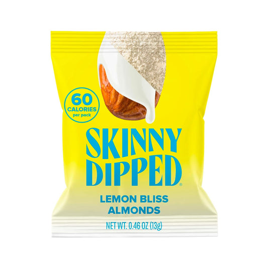 SkinnyDipped Lemon Bliss Almonds, Mini Snack Packs, Chocolate Covered Almonds, Low Sugar, Gluten Free, Healthy Snack, 24 Count